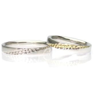 【TANZO.(鍛造指輪)】平打ストレート＆槌目デザイン入り