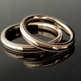 【TANZO.(鍛造指輪)】淡い桜色のぷっくりデザインの結婚指輪