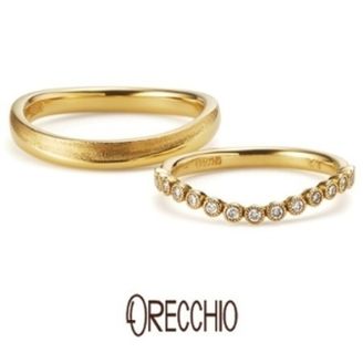 【ORECCHIO(オレッキオ)】＜siena～シエナ＞SM-1118/SM-1119　ダイヤモンドを包み込むミル打ちと緩やかなカーブが愛らしい結婚指輪