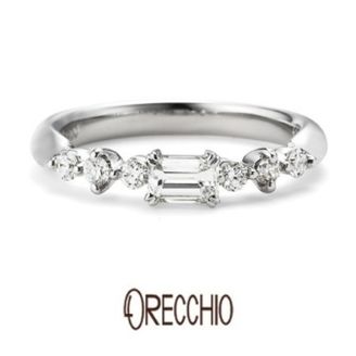 【ORECCHIO(オレッキオ)】＜pipi～ピピ＞PE-1403 婚約指輪　四角ダイアと丸いダイアのミックスが女性らしいキュートな指輪