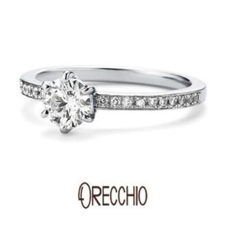 【ORECCHIO(オレッキオ)】＜pipi～ピピ＞PE-1402 婚約指輪　細いアームにメレダイヤを並べてシンプルなデザインも華やかに