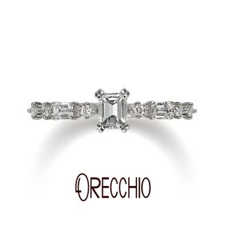 【ORECCHIO(オレッキオ)】＜pipi～ピピ＞四角いダイヤの全てがエメラルドカットダイヤで揃えられているこだわりの婚約指輪。PE-1408-P