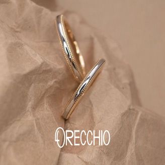 【ORECCHIO(オレッキオ)】テヌート～tenuto　細身のアームに異素材でミルグレインを施したシンプルな結婚指