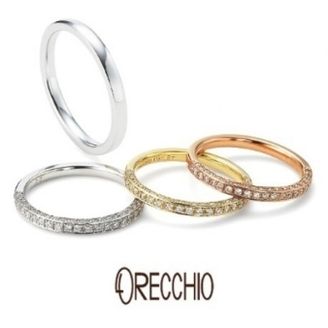 【ORECCHIO(オレッキオ)】＜pipi～ピピ＞PM-2401/PM2402　細身のデザインの3面全てにダイヤを散りばめエタニティータイプの指輪