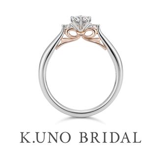 【ケイウノ ブライダル(K.UNO BRIDAL)】 【リボン】側面にリボンをさりげなくあしらった婚約指輪