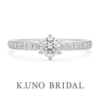 【ケイウノ ブライダル(K.UNO BRIDAL)】【ブライトネス】16ピースのメレダイヤモンドが華やかに輝くエンゲージリング