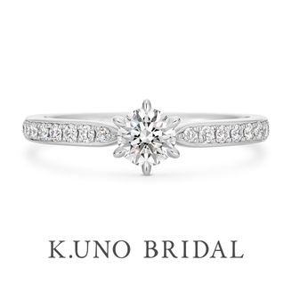 【ケイウノ ブライダル(K.UNO BRIDAL)】 【ブライトネス】16ピースのメレダイヤモンドが華やかに輝くエンゲージリング