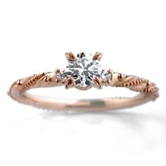 【LUCIE(ルシエ)】【オートクチュール作品】普段使いできる ピンクゴールドの婚約指輪