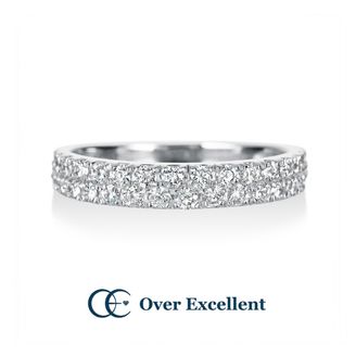 【Over Excellent(オーバーエクセレント)】【Eternity　～ハーフエタニティリング～】　２列にセッティングされたダイヤモンドが、指元に華やかな輝きをもたらし、シンプルながらも洗練された輝きを纏うエレガントなデザイン。