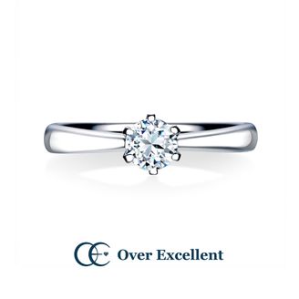 【Over Excellent(オーバーエクセレント)】 【Sun Flower ヒマワリ -あなたを見つめる-】ヒマワリの花言葉のように、真っすぐに太陽を向くヒマワリのように純粋でピュアな心を表した、正統感の薫るソリティアリング