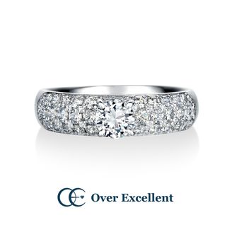 【Over Excellent(オーバーエクセレント)】【Stock ストック -求愛-】ロマンチックな花言葉を持つストック。一層輝くセンターストーンと贅沢に敷き詰められたメレダイヤモンドが優美な印象のリングです。