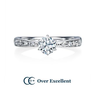 【Over Excellent(オーバーエクセレント)】 【Dimorphotheca ディモルフォセカ　-変わらぬ愛-】太陽がよく似合うあなたへ、中心に煌めくO.E. カットダイヤモンドと絞り込むようなメレダイヤがシャープで暖かな輝きを表現