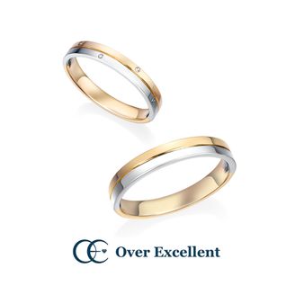 【Over Excellent(オーバーエクセレント)】 【Harmony ハーモニー -ふたりの和音-】ゴールドとプラチナのコンビネーションがモダンな印象。シャープなラインが素材をぐっと引き立てて。