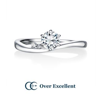 【Over Excellent(オーバーエクセレント)】【Crépuscule クレパスキュール-黄昏-】６本爪スタイルで正統感の薫るデザインにメレダイヤモンドをセッティング。タイムレスな美しさが魅力。