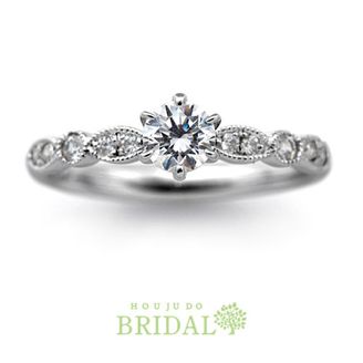 【宝寿堂(ほうじゅどう)】【宝寿堂】特徴的なミル遣いが目を惹く華やかなエンゲージリング《HD2696》