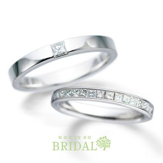 【宝寿堂(ほうじゅどう)】【宝寿堂】プリンセスカットダイヤモンドでシンプル＆半周メレの華やかハーフエタニティ《HD2852/KD2555》 ｜宝寿堂(ほうじゅどう)の結婚指輪