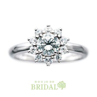 【宝寿堂(ほうじゅどう)】【宝寿堂】太陽の様に輝くヘイロータイプのエンゲージリングです。《HD02885》 ｜宝寿堂(ほうじゅどう)の結婚指輪