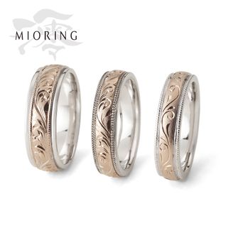 【MIORING(ミオリング)】 MIORING 桜ゴールドと和彫りのコンビマリッジリング染唯-そめい-