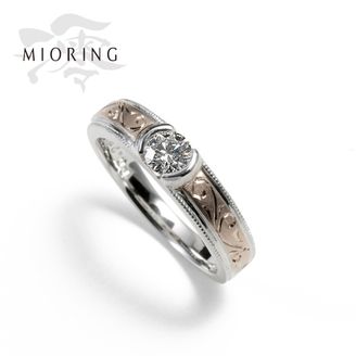 【MIORING(ミオリング)】MIORING 桜ゴールドにダイヤを埋め込んだ毎日身につけられる婚約指輪 染唯-そめい-
