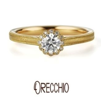 【garden(ガーデン)】ドルチェ ～センターダイヤのお花のような華やかさとアンティークな仕上げの婚約指輪