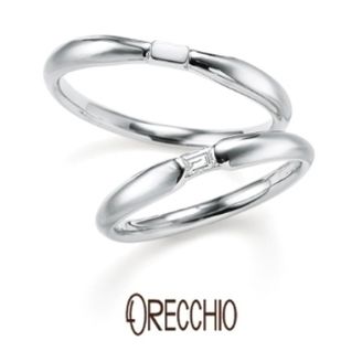 【garden(ガーデン)】＜pipi＞　中央の絞られところにバゲットダイヤがポイントになっている結婚指輪