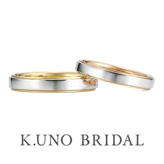 【hirai art gallery(ヒライアートギャラリー)】シンプルなリングの内側をイエローとピンクに【ケイウノ 月日(平打ちタイプ) 】