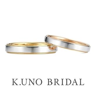 【hirai art gallery(ヒライアートギャラリー)】 シンプルなリングの内側をイエローとピンクに【ケイウノ 月日(平打ちタイプ) 】