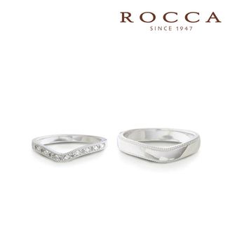 【ROCCA(ロッカ)】【ROCCA】細身で指が綺麗に見えるアンティークなマリッジリング AN-Pt-2D/2L