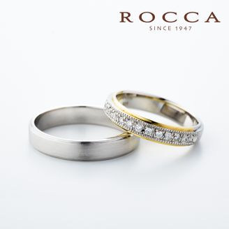 【ROCCA(ロッカ)】 【ROCCA】ゴールドとプラチナのコンビのハーフエタニティ！華やかなマリッジリング GO-4L/4D