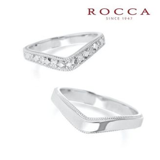 【ROCCA(ロッカ)】【ROCCA】細身で指が綺麗に見えるアンティークなマリッジリング AN-Pt-2D/2L