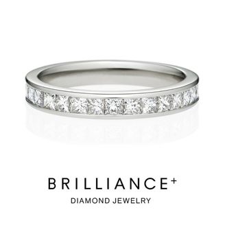 【BRILLIANCE+(ブリリアンスプラス)】チャネルセッティング プリンセスカット ダイヤモンド ハーフエタニティ リング