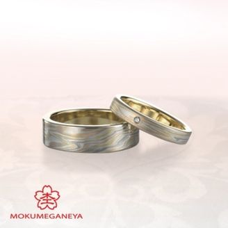 【BROOCH(ブローチ)】【杢目金屋】金属の色の違いのコントラストが美しい＜木目金＞マリッジリング