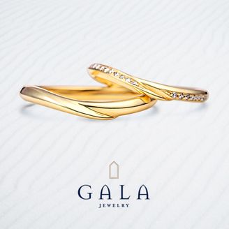 【GALA JEWELRY(ガラジュエリー)】【GALA】V字ニュアンスが指なじみ◎輝くゴールドとダイヤの相乗効果も楽しんで♪