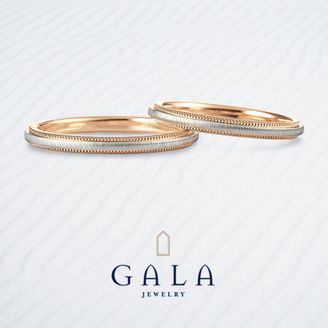 【GALA JEWELRY(ガラジュエリー)】【GALA】ミルグレインが施された永遠を紡ぐリング。PtとK18のコンビタイプ