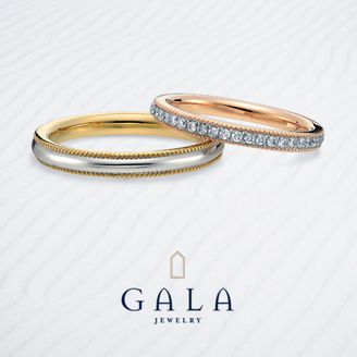 【GALA JEWELRY(ガラジュエリー)】【GALA】全周のミルグレインをゴールドに！個性が光るマリッジリング☆