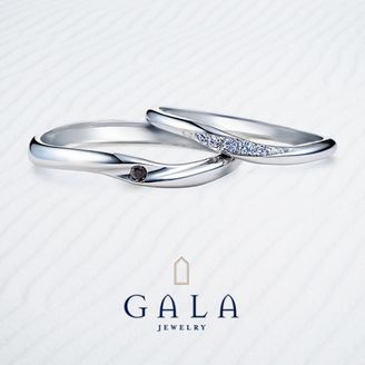 【GALA JEWELRY(ガラジュエリー)】【GALA】華奢なウェーブラインがキュート♪メンズにはブラックダイヤを★