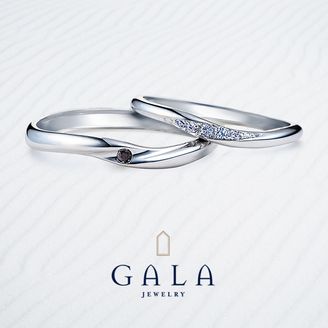 【GALA JEWELRY(ガラジュエリー)】 【GALA】華奢なウェーブラインがキュート♪メンズにはブラックダイヤを★