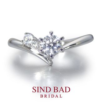 【SIND BAD(シンドバット)】【夏銀河（なつぎんが）】寄り添う織姫と彦星　【二人の誕生石をセット】【6月誕生ムーンストーン・4月誕生石ダイヤモンド】 