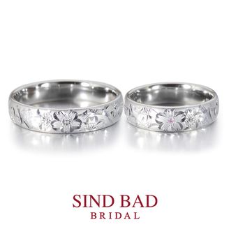 【SIND BAD(シンドバット)】和彫シリーズ -TAKUMI-　~桜模様にピンクサファイアを添えて~