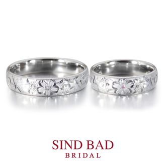 【SIND BAD(シンドバット)】 和彫シリーズ -TAKUMI-　~桜模様にピンクサファイアを添えて~