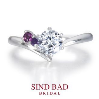 【SIND BAD(シンドバット)】【夏銀河（なつぎんが）】寄り添う織姫と彦星　【二人の誕生石をセット】【2月誕生石アメジスト・1月誕生石ガーネット】