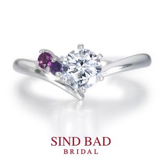 【SIND BAD(シンドバット)】 【夏銀河（なつぎんが）】寄り添う織姫と彦星　【二人の誕生石をセット】【2月誕生石アメジスト・1月誕生石ガーネット】