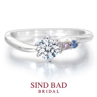 【SIND BAD(シンドバット)】藍花-AIKA- 誕生石・ピンクダイヤモンド アレンジ　ウェーブライン