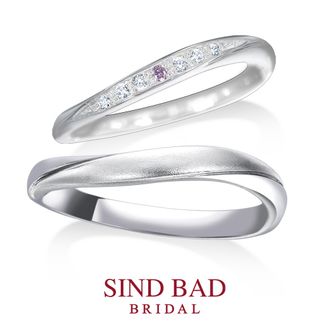 【SIND BAD(シンドバット)】 【琉川　るかわ】７石のダイヤもんど・ピンクダイヤモンドとマット加工の対照的なハーモニー
