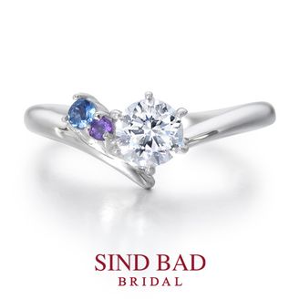 【SIND BAD(シンドバット)】【夏銀河（なつぎんが）】寄り添う織姫と彦星　【二人の誕生石をセット】【3月誕生石サンタマリアアクアマリン・2月誕生石アメジスト】