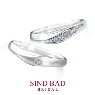 【SIND BAD(シンドバット)】優絆 -YUKI-ピンクダイヤモンド マット加工 緩やかなVラインが紡ぐふたりの絆