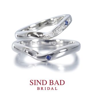 【SIND BAD(シンドバット)】 【凛星（りんぜ）】指元を流れる白金の流線 サファイアをアレンジ