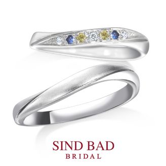 【SIND BAD(シンドバット)】琉川 -Rukawa- サファイア・イエローサファイア~７石とマット加工の対照的なハーモニー~