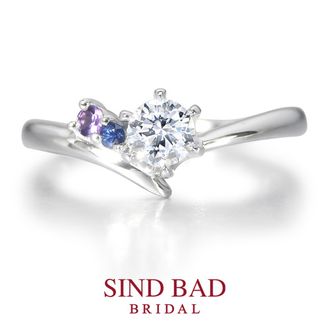 【SIND BAD(シンドバット)】【夏銀河（なつぎんが）】寄り添う織姫と彦星　【二人の誕生石をセット】【2月誕生石アメジスト・9月誕生石サファイア】 