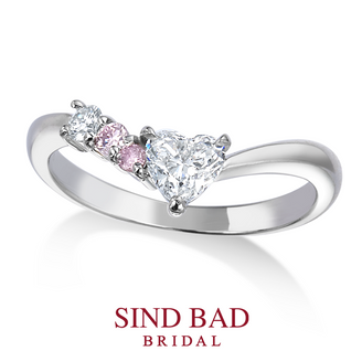 【SIND BAD(シンドバット)】 ハートシェイプ – ピンクダイヤモンド グラデーション  婚約指輪
